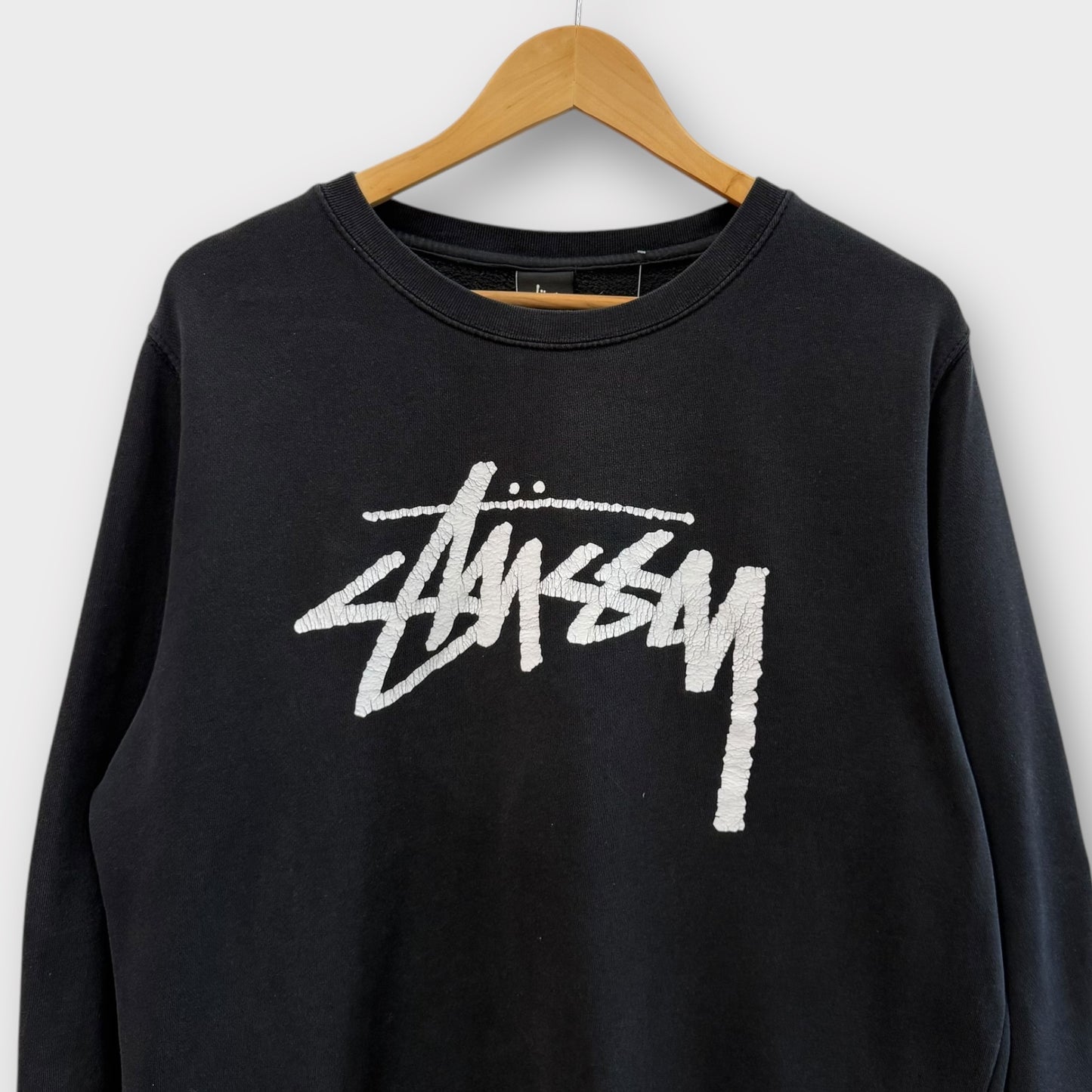 Sweat Stussy noir big front logo - L