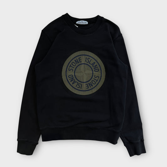 Sweat Stone Island Noir Big Logo - M