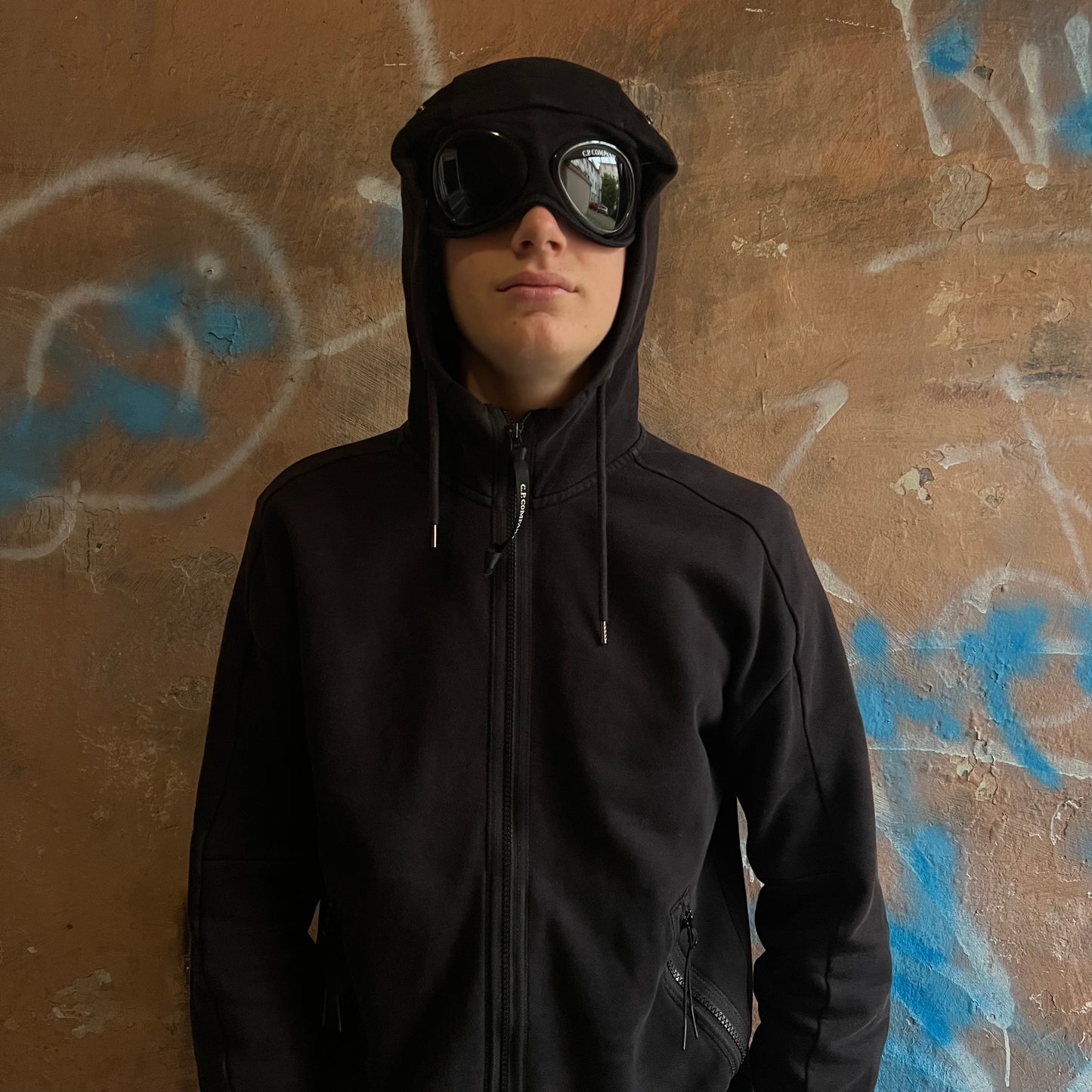 Veste CP Company Goggle Jacket noir (accro épaule)