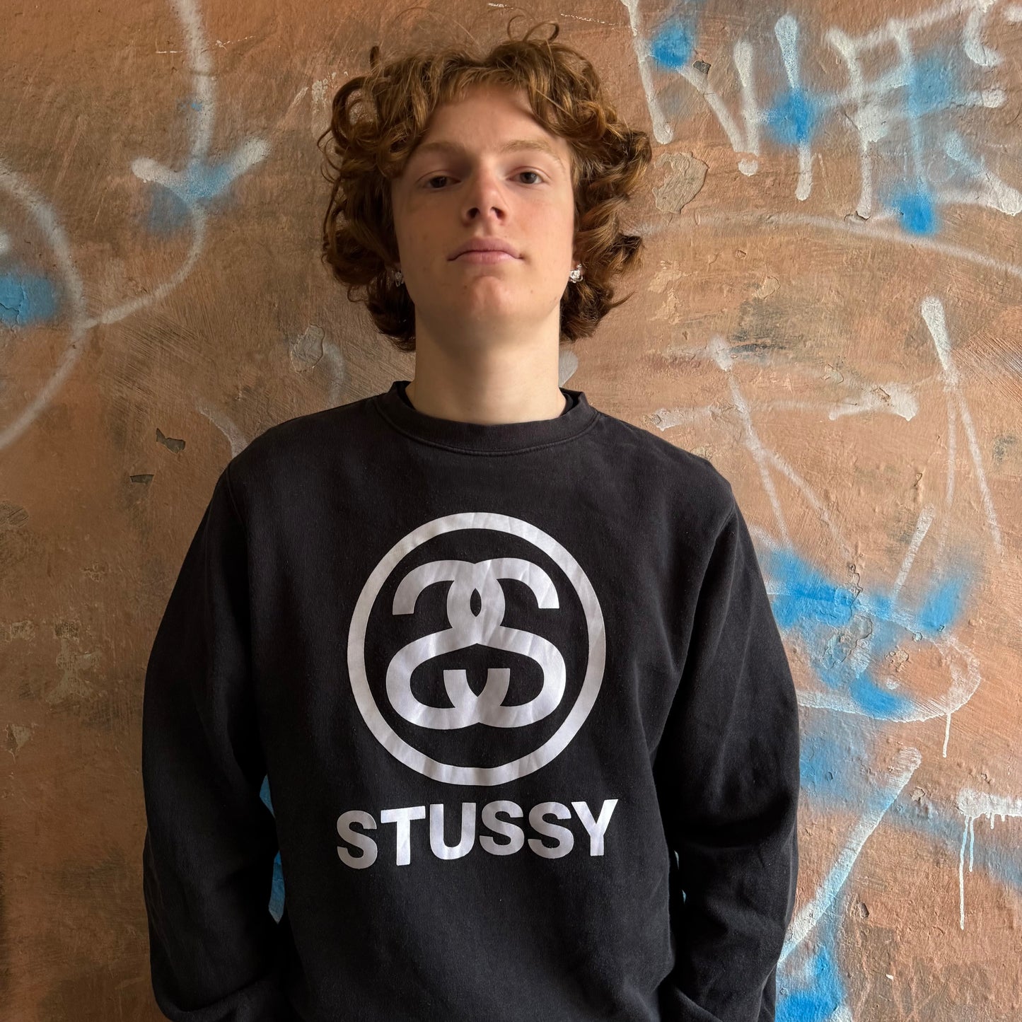 sweat stussy noir S logo - M