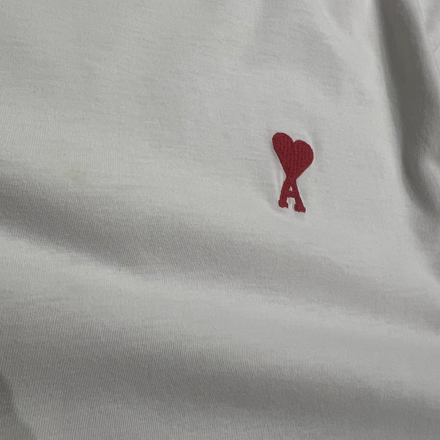 T-Shirt AMI Blanc Cœurs Rouge - M