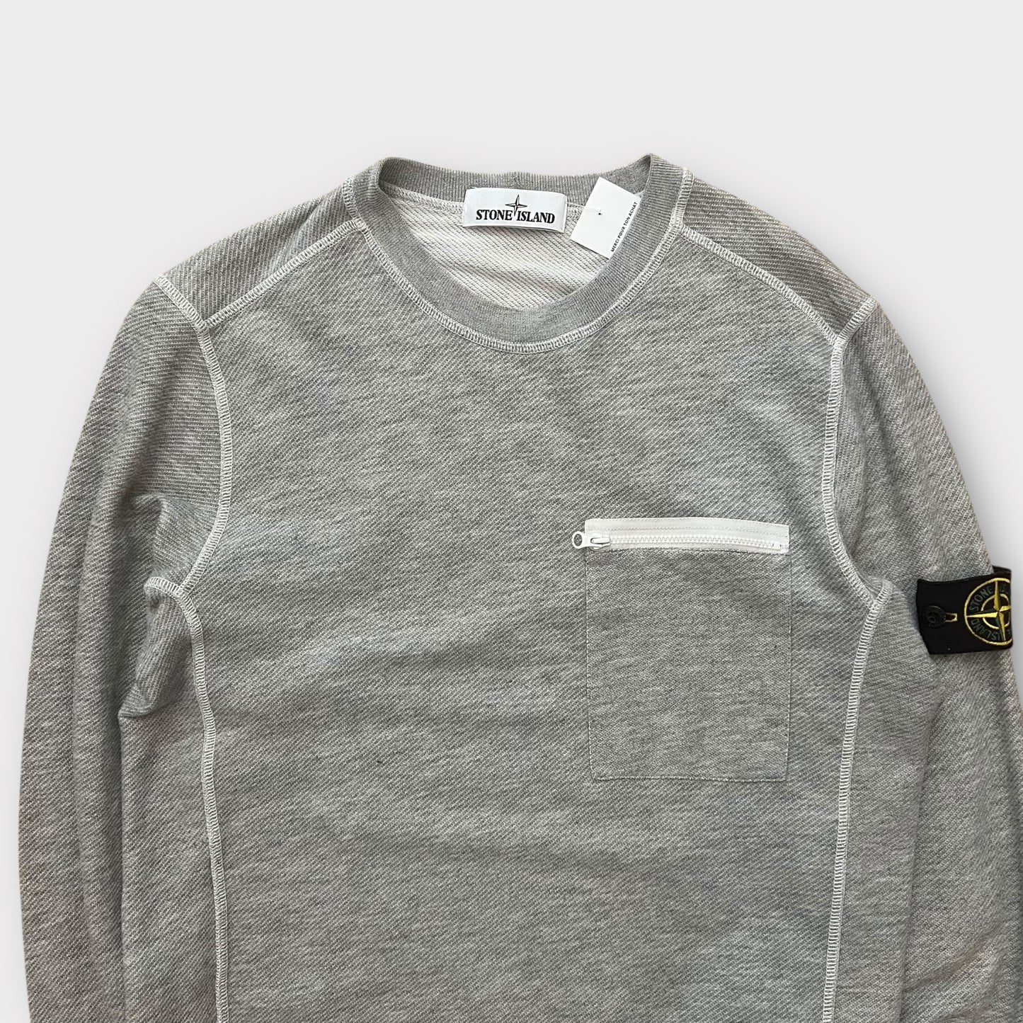 Pull Stone Island gris poche zip - M