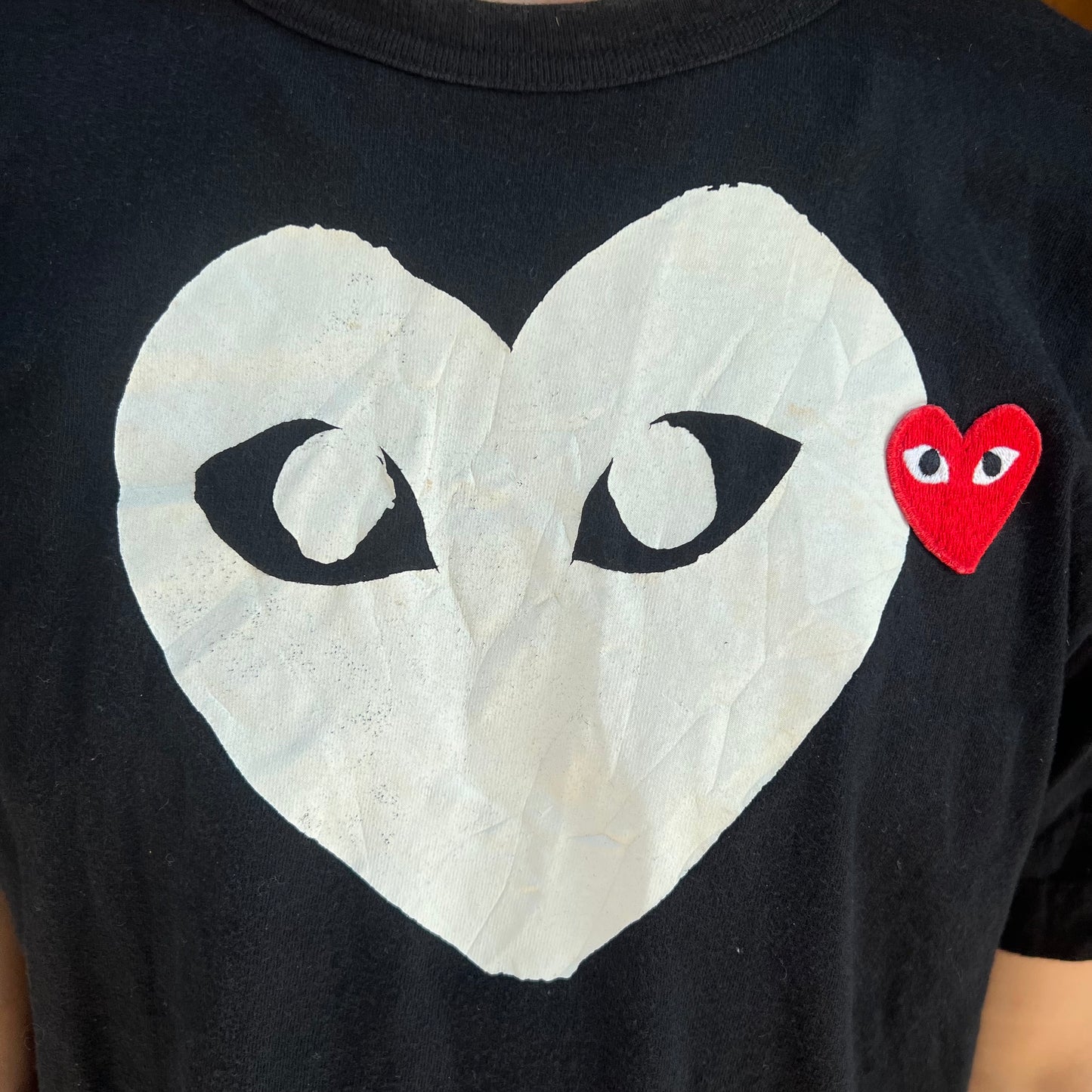 T-shirt Comme Des Garçons Noir Coeur Blanc/Rouge - L