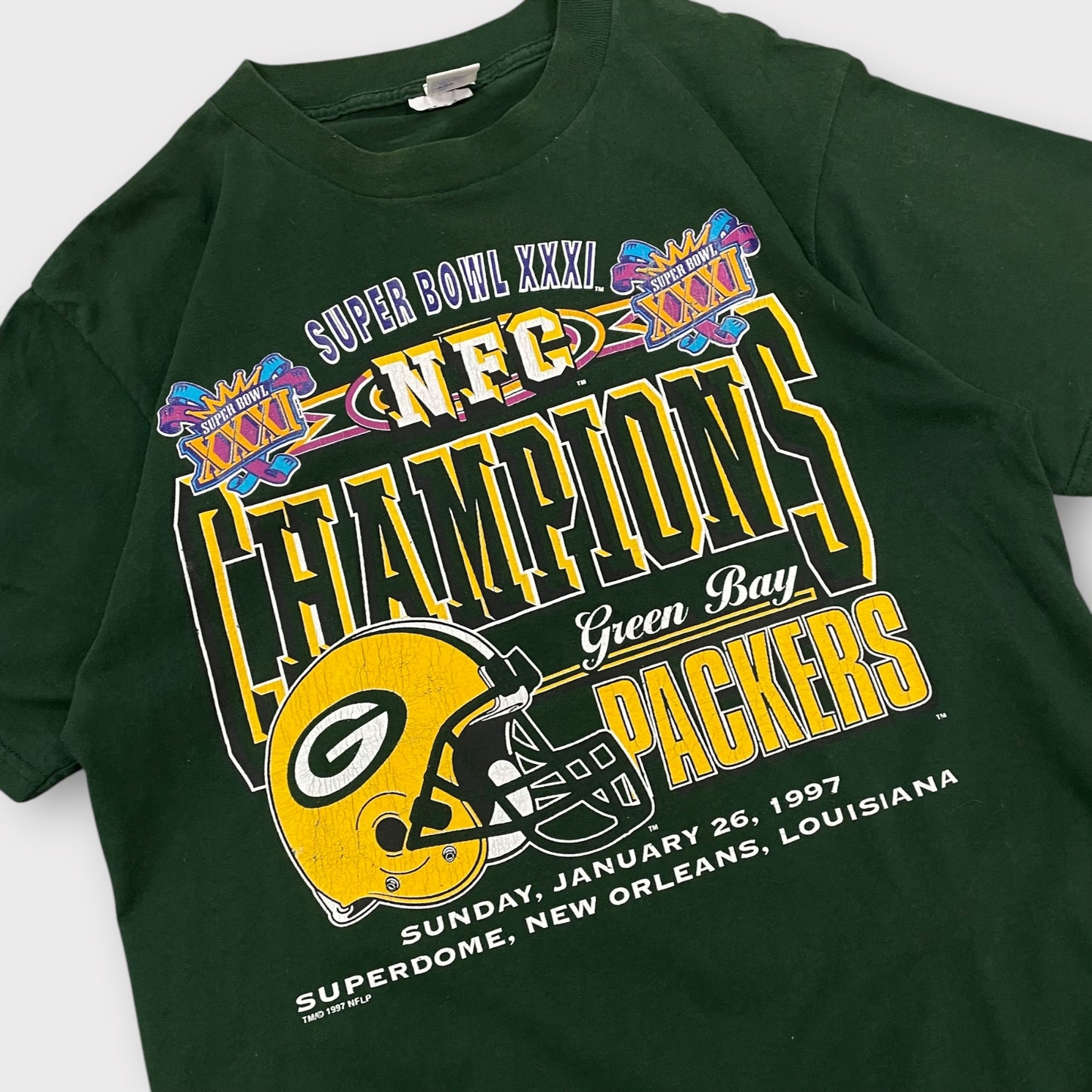 Rare Graphic tee vintage Logo7 Green Bay Packers Made in USA de 1997 - L