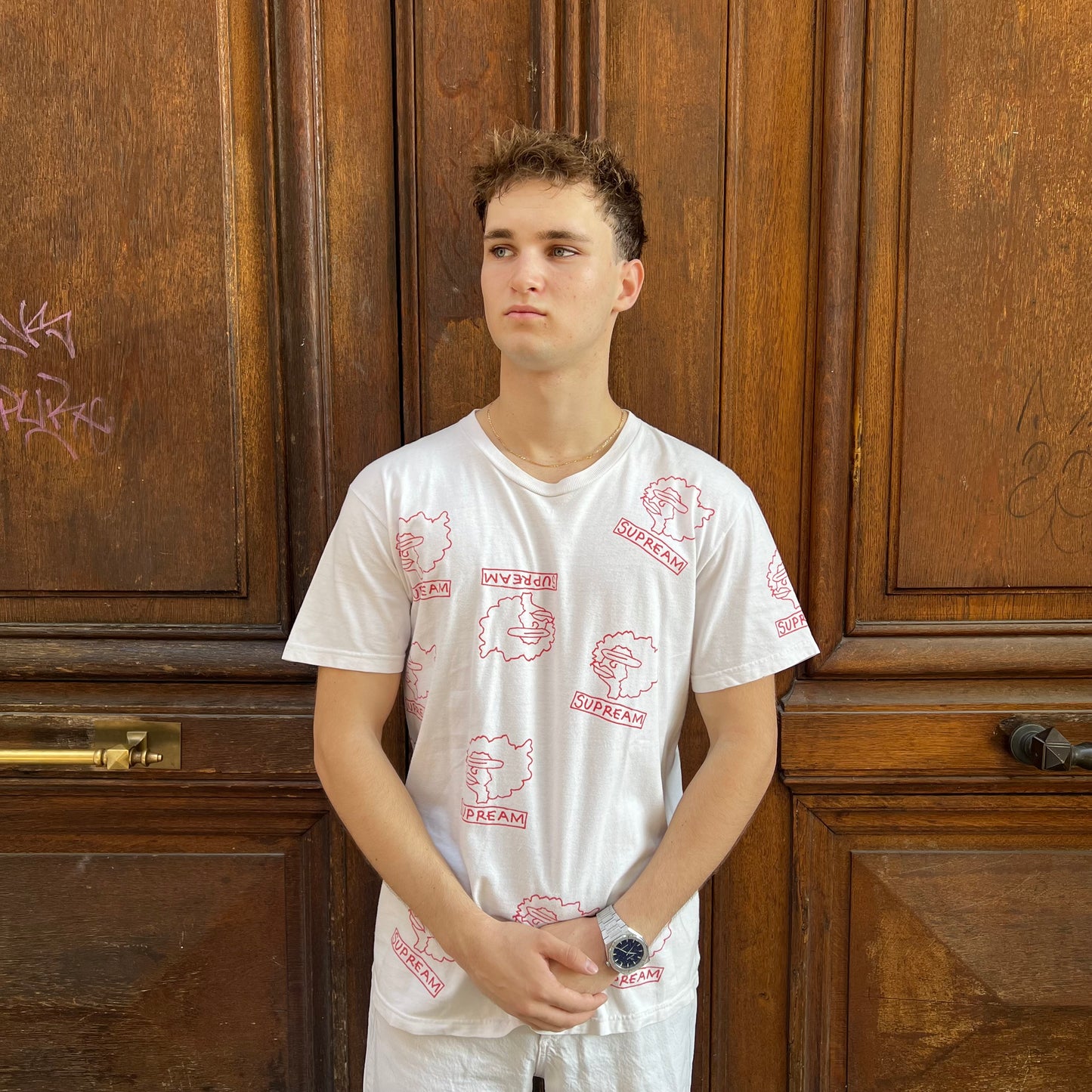T-shirt Supreme Gonz logo blanc - M