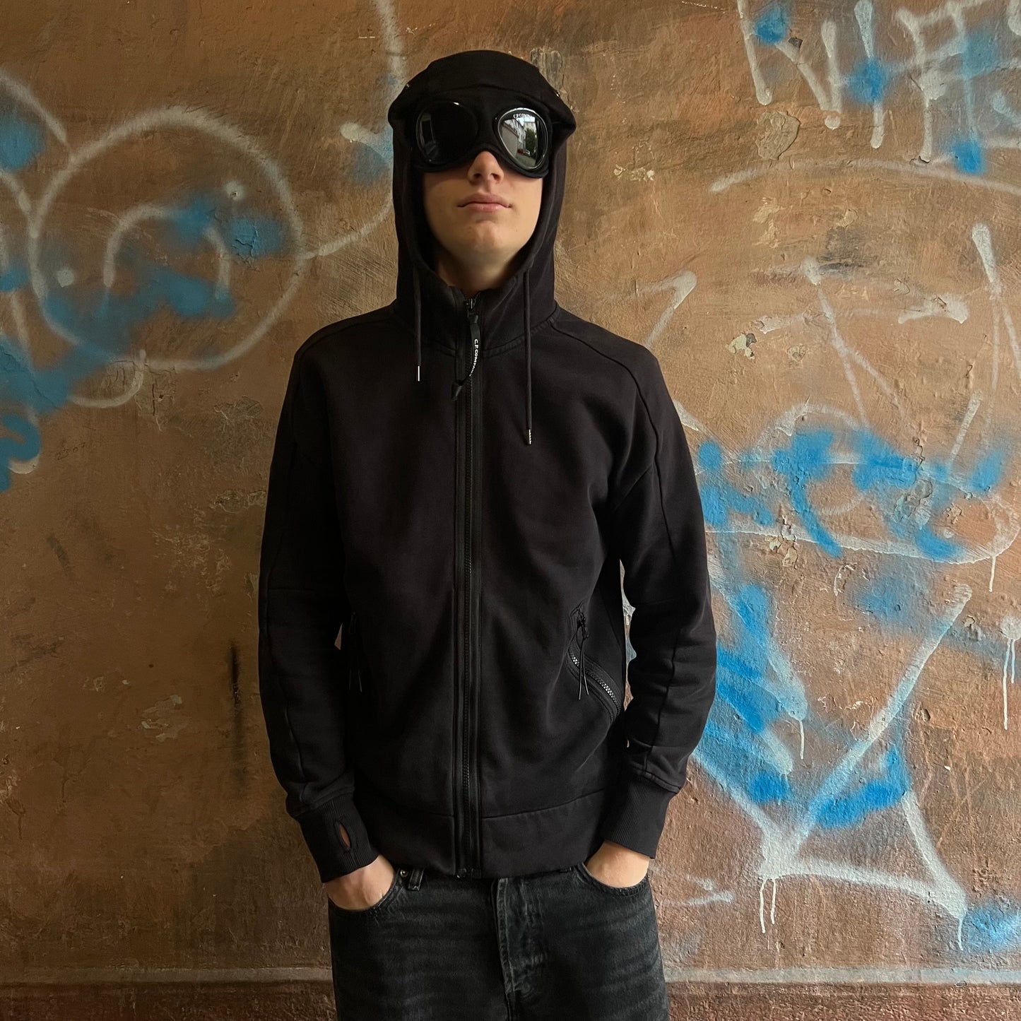 Veste CP Company Goggle Jacket noir (accro épaule)