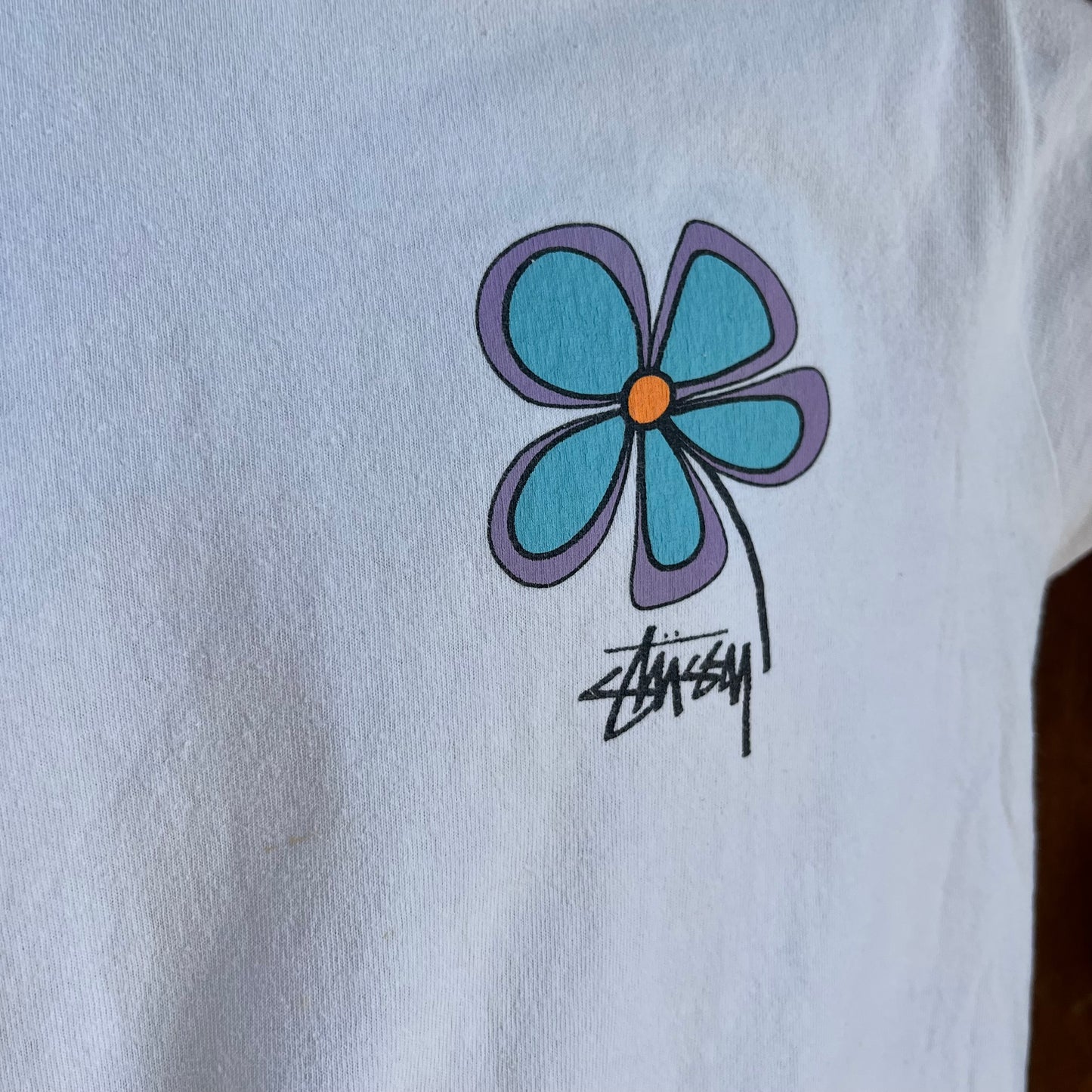 T-shirt Stussy Flowers blanc - M