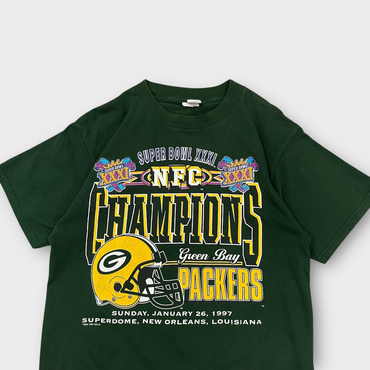 Rare Graphic tee vintage Logo7 Green Bay Packers Made in USA de 1997 - L