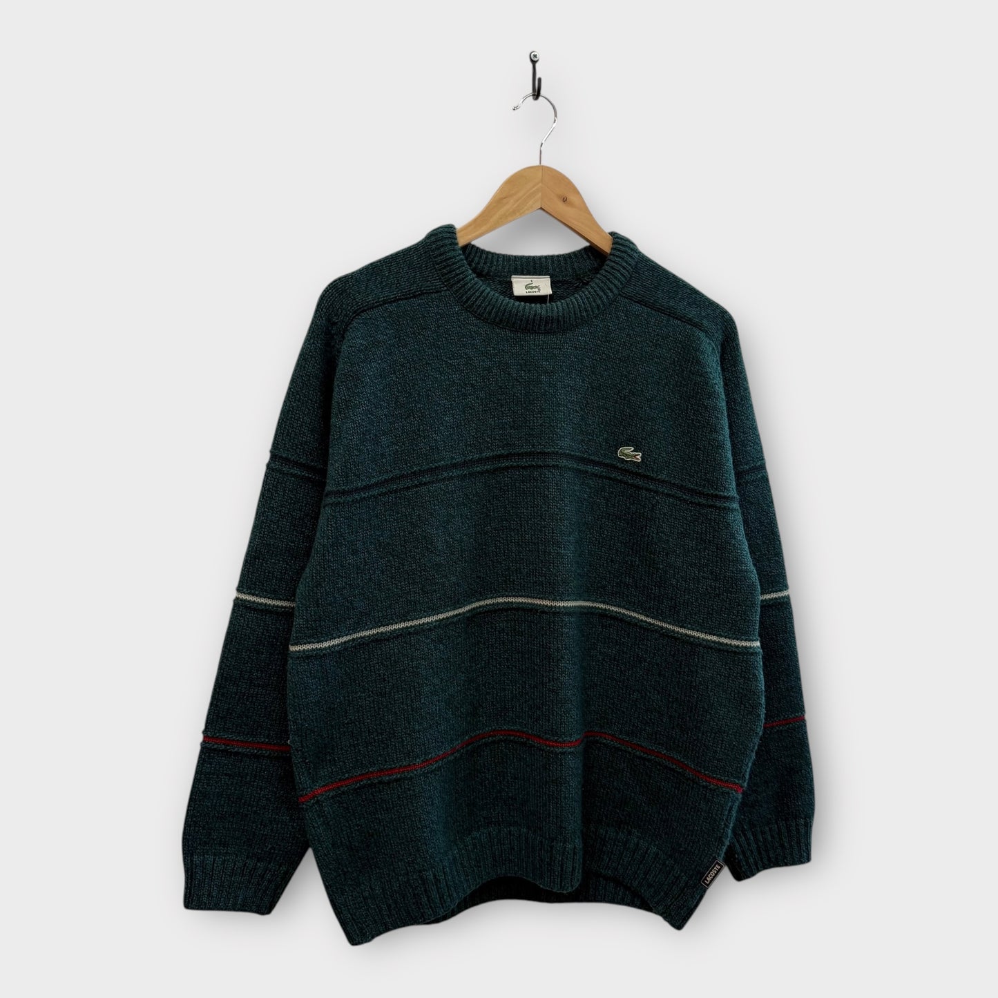 Pull laine Lacoste vert rayé - L/XL