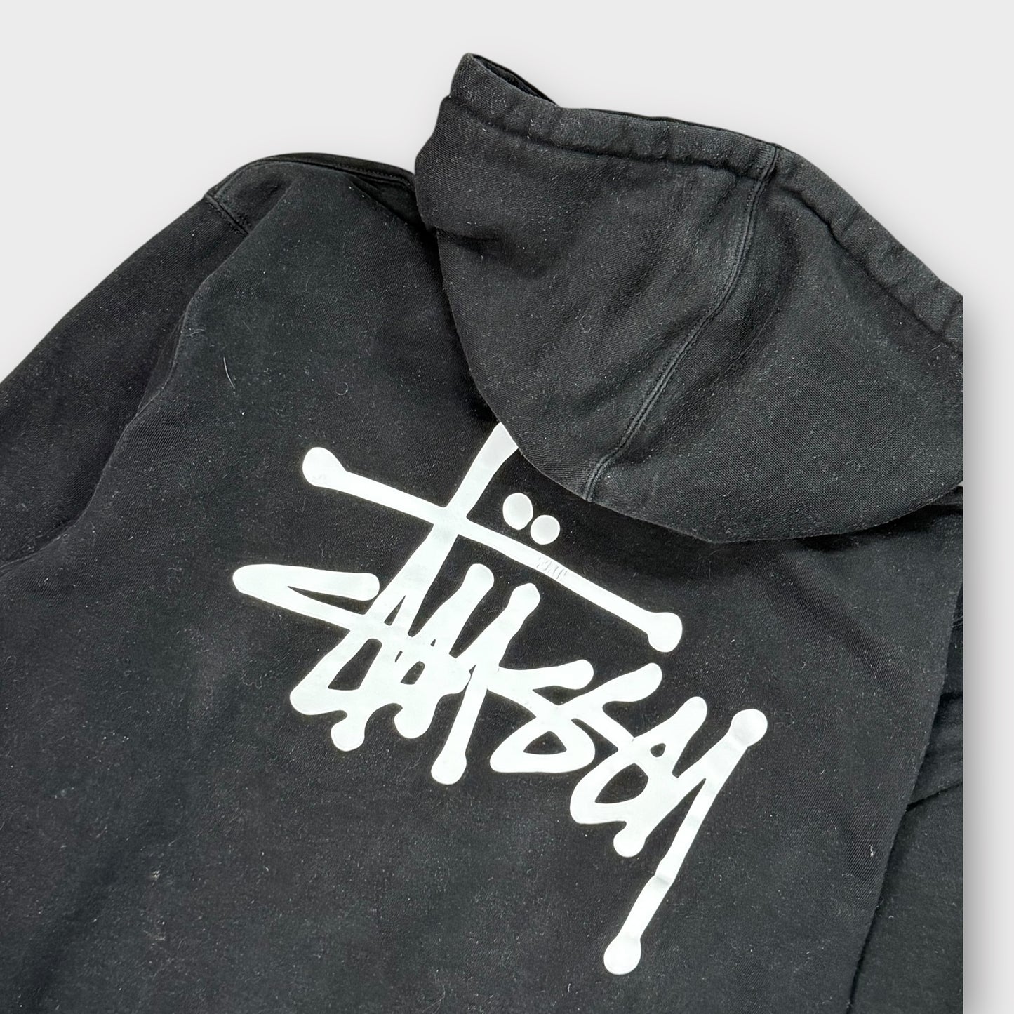 Hoodie zip Stussy classig logo noir - L