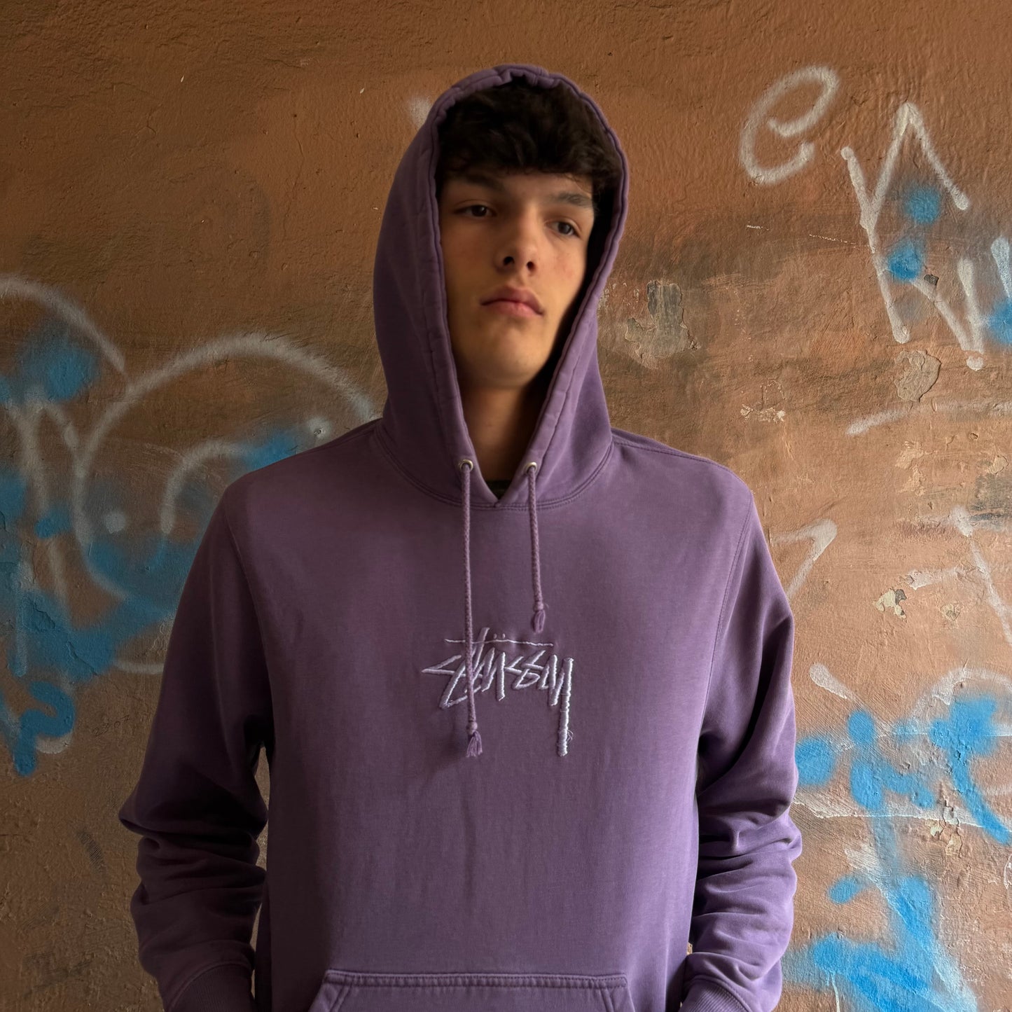 Hoodie Stussy mauve brodé - M