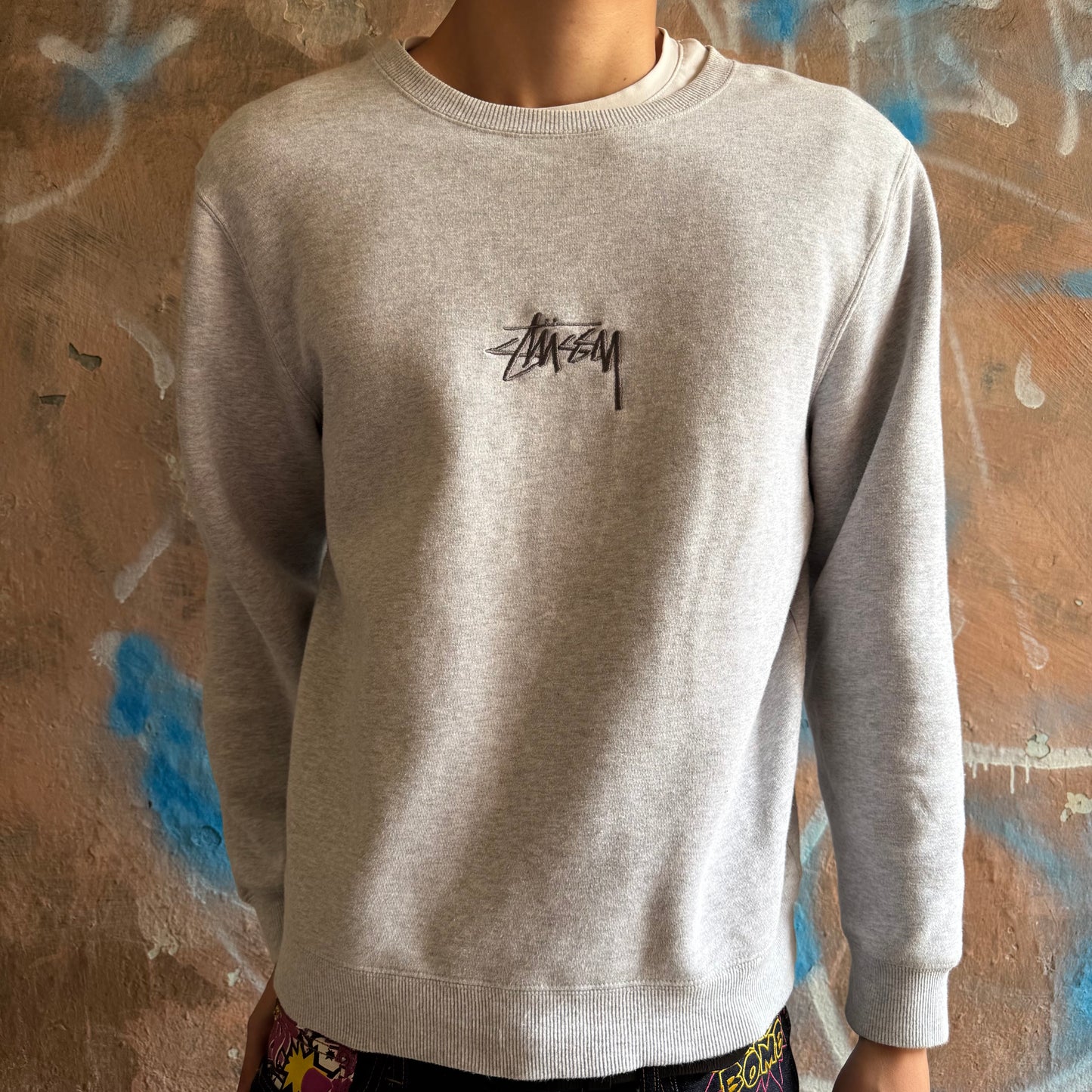 Sweat Stussy gris brodé - M