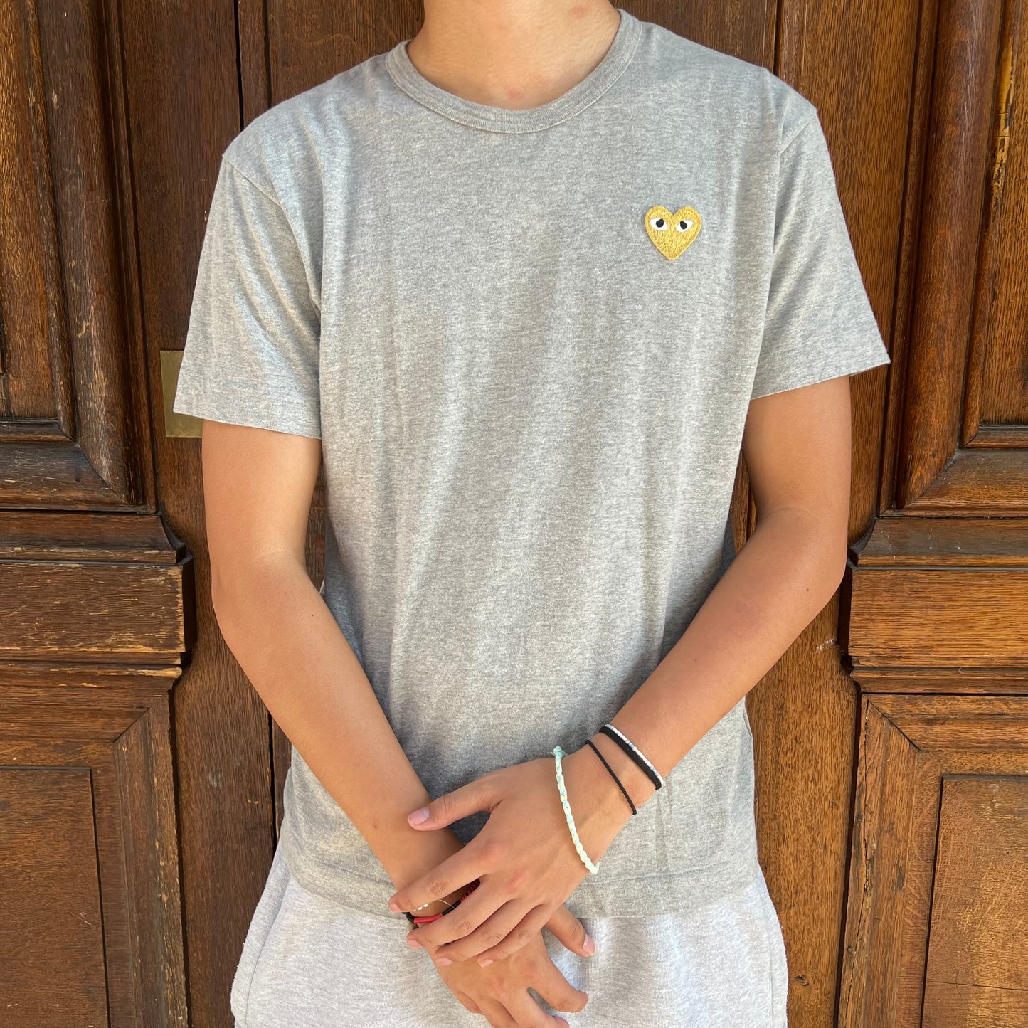 T-shirt Comme Des Garçons Gris Coeur Doré - M