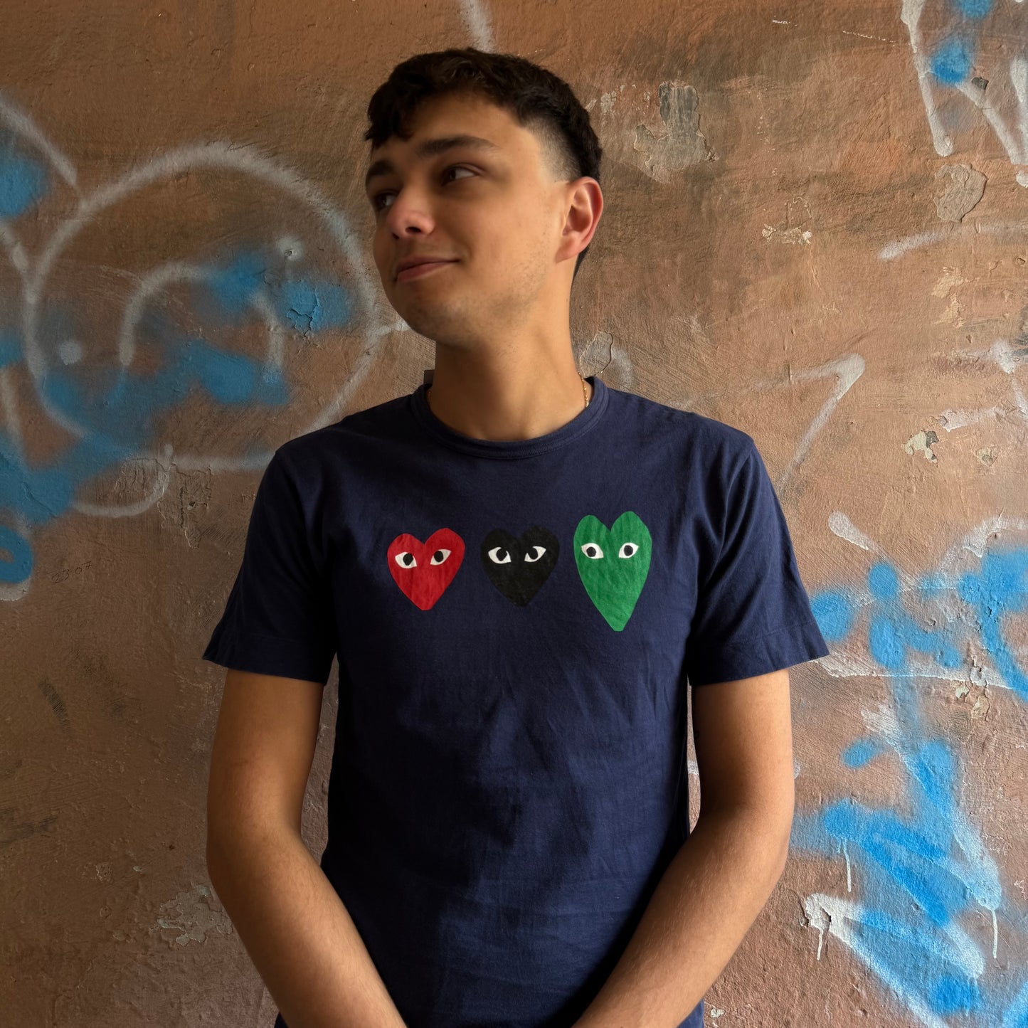 t-shirt comme des garcons navy - m