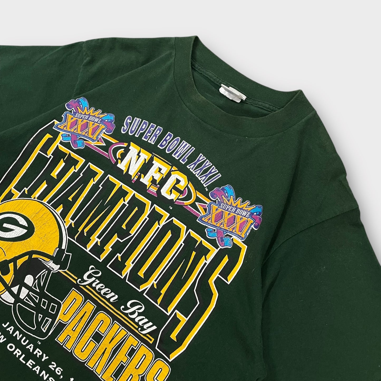 Rare Graphic tee vintage Logo7 Green Bay Packers Made in USA de 1997 - L