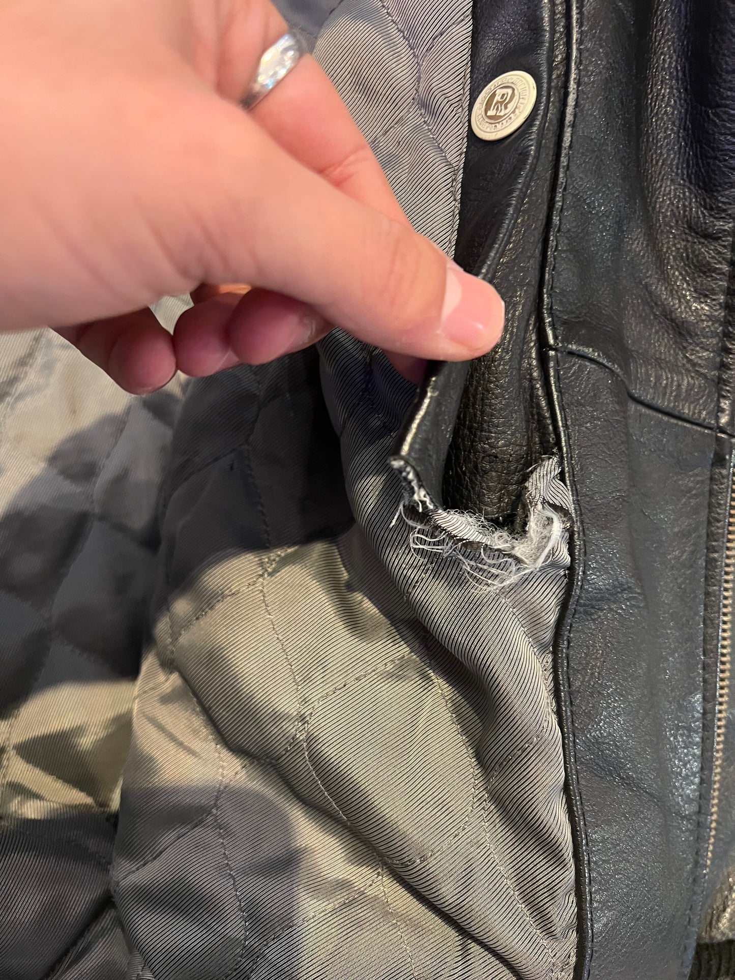 Veste Cuir Redskins bomber noir (trou intérieur) - XL