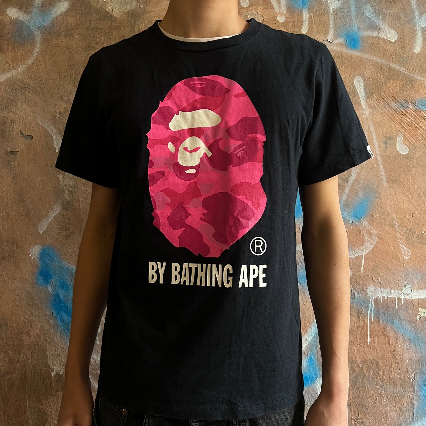 t-shirt bape Noir ape rose - L