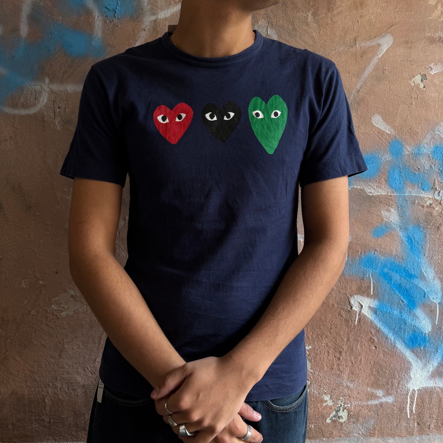 t-shirt comme des garcons navy - m