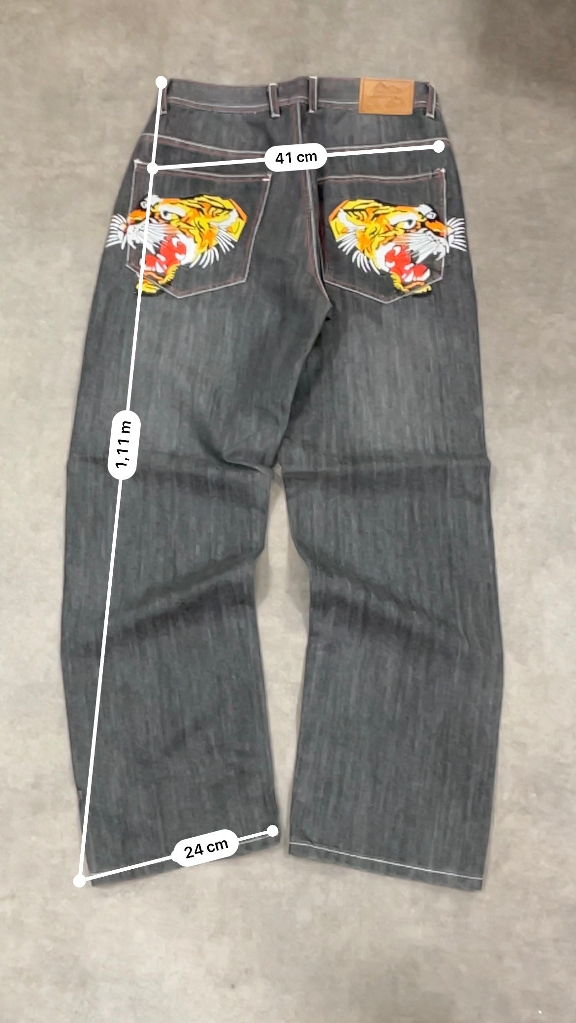 Baggy jeans broderie tigre W32 L32 - FR42