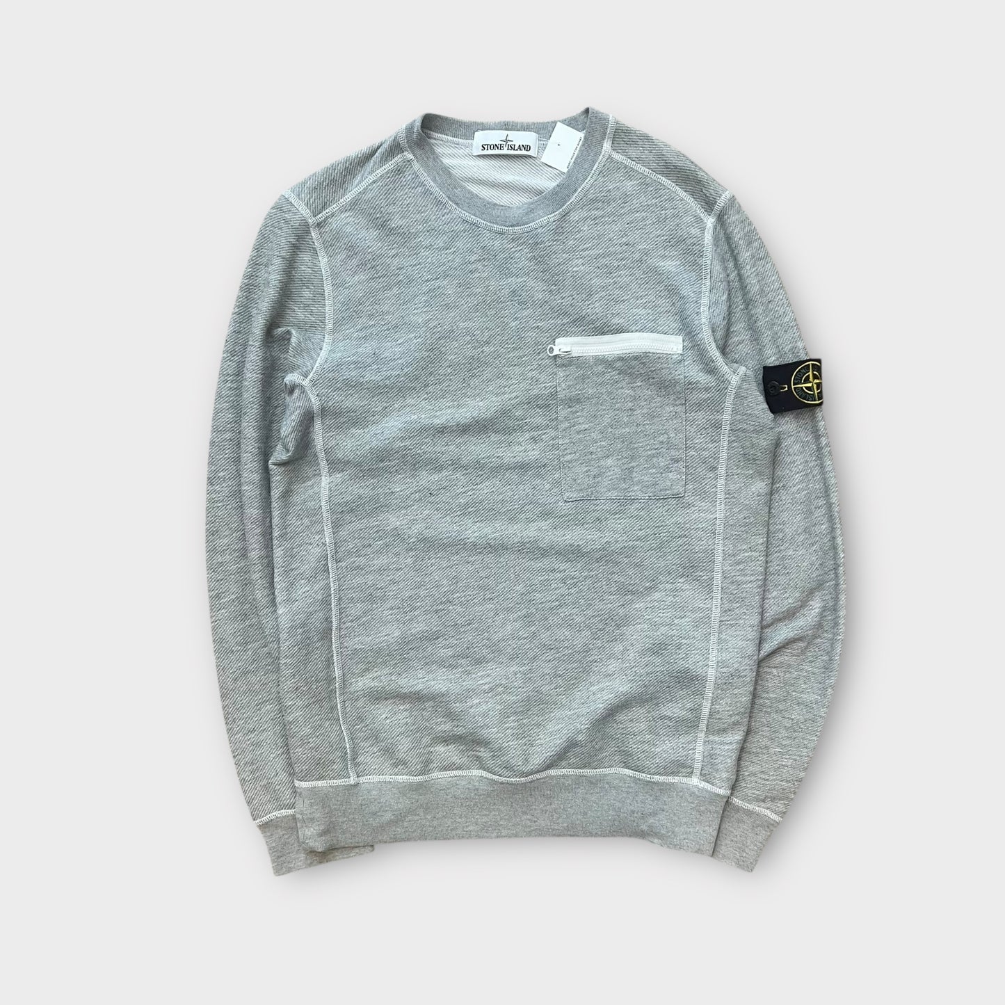 Pull Stone Island gris poche zip - M