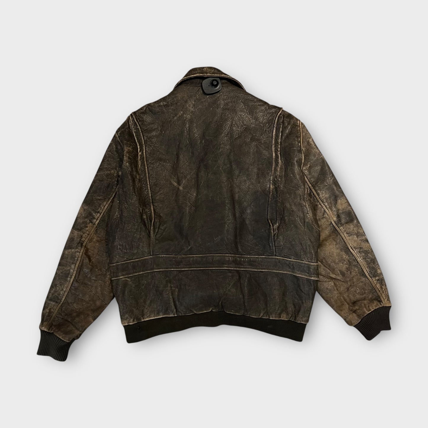 Veste Cuir Aviateur Marron - M