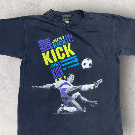 Rare vintage single stitch tee  "Just kick it" - L