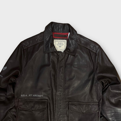 Veste En Cuir Avirex Marron - L