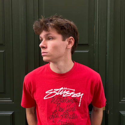 Stussy Worldwide red t-shirt - M