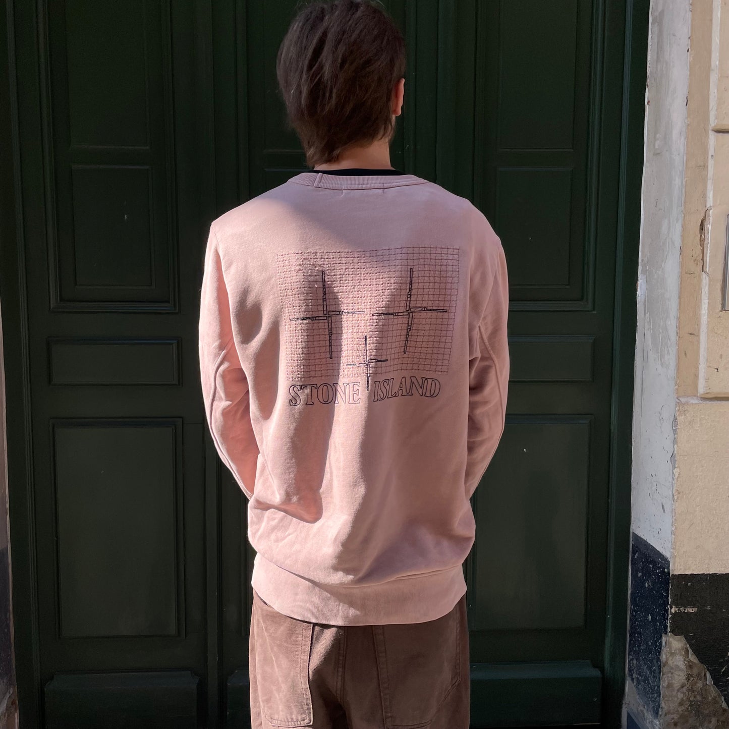 Sweat Stone Island rose logo devant / derrière - L