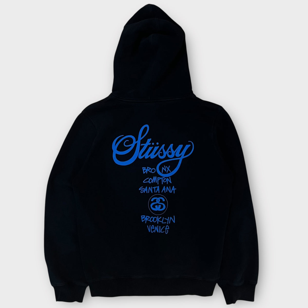 Hoodie Stussy noir new York bleu - M