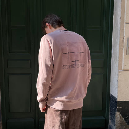 Sweat Stone Island rose logo devant / derrière - L