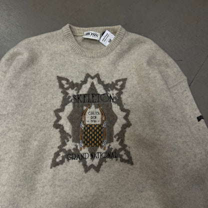 Pull Hugo Boss vintage Pule laine vierge Made in Allemagne - XL