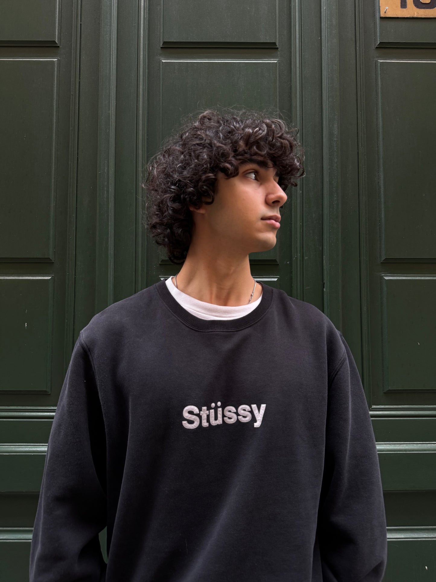 Sweat Stussy Noir puff logo spellout - XL