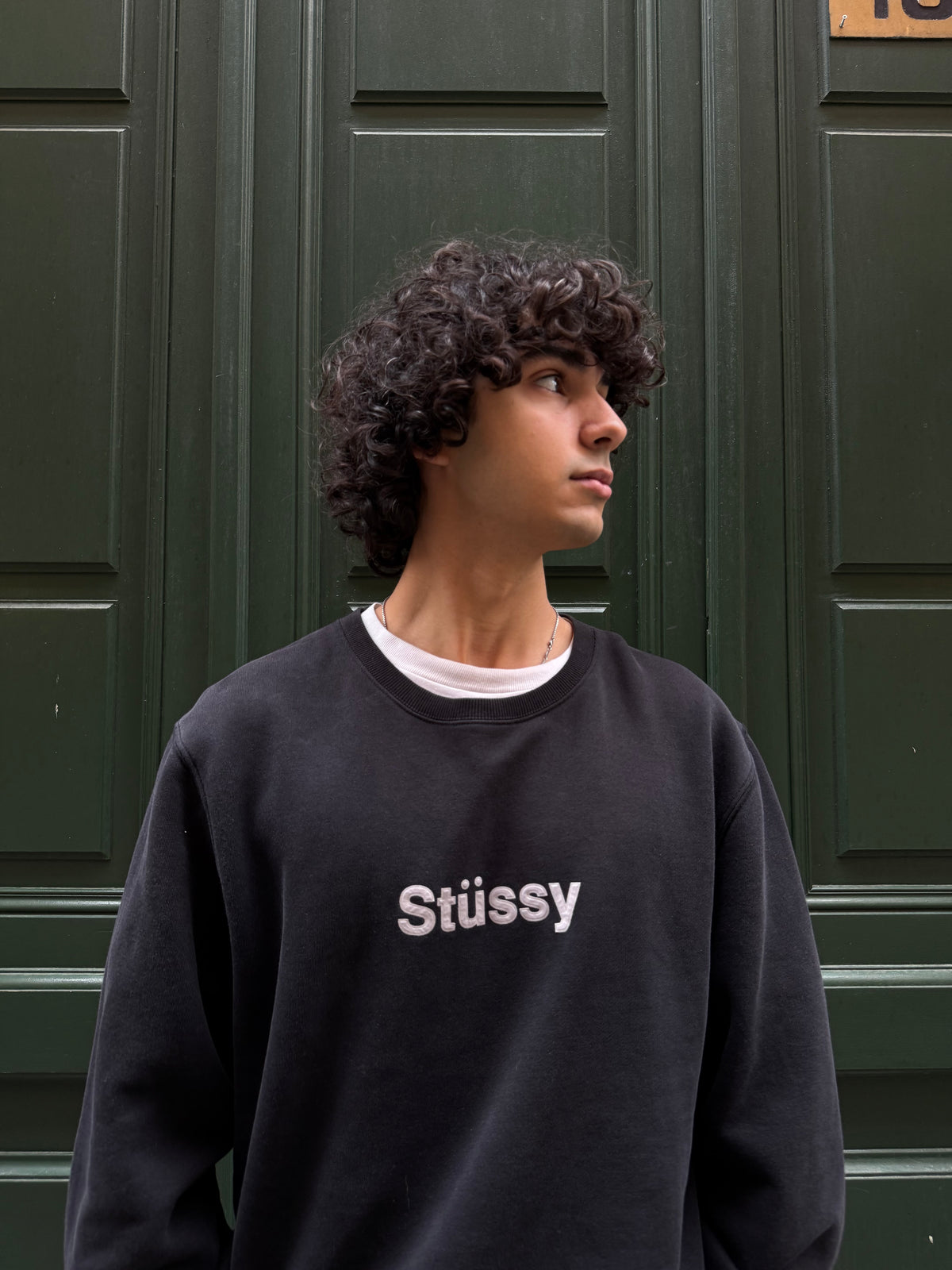 Sweat Stussy Noir puff logo spellout - XL