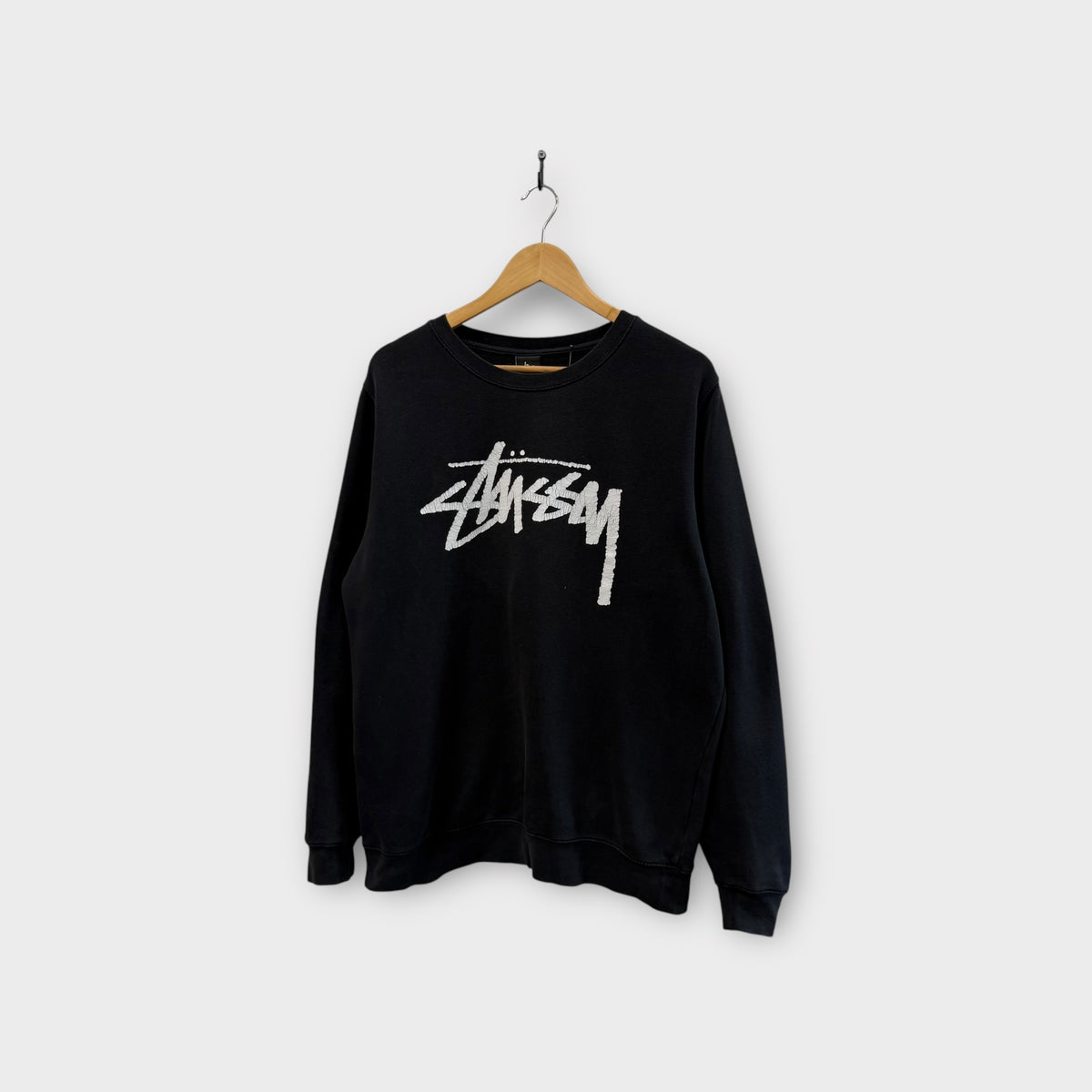 Sweat Stussy noir big front logo - L