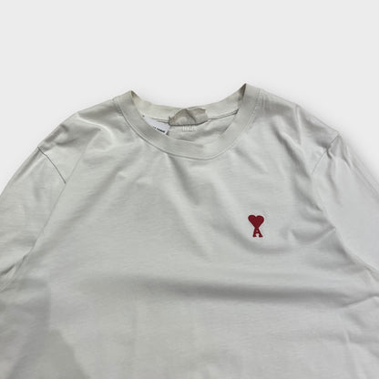 T-Shirt AMI Blanc Cœurs Rouge - M