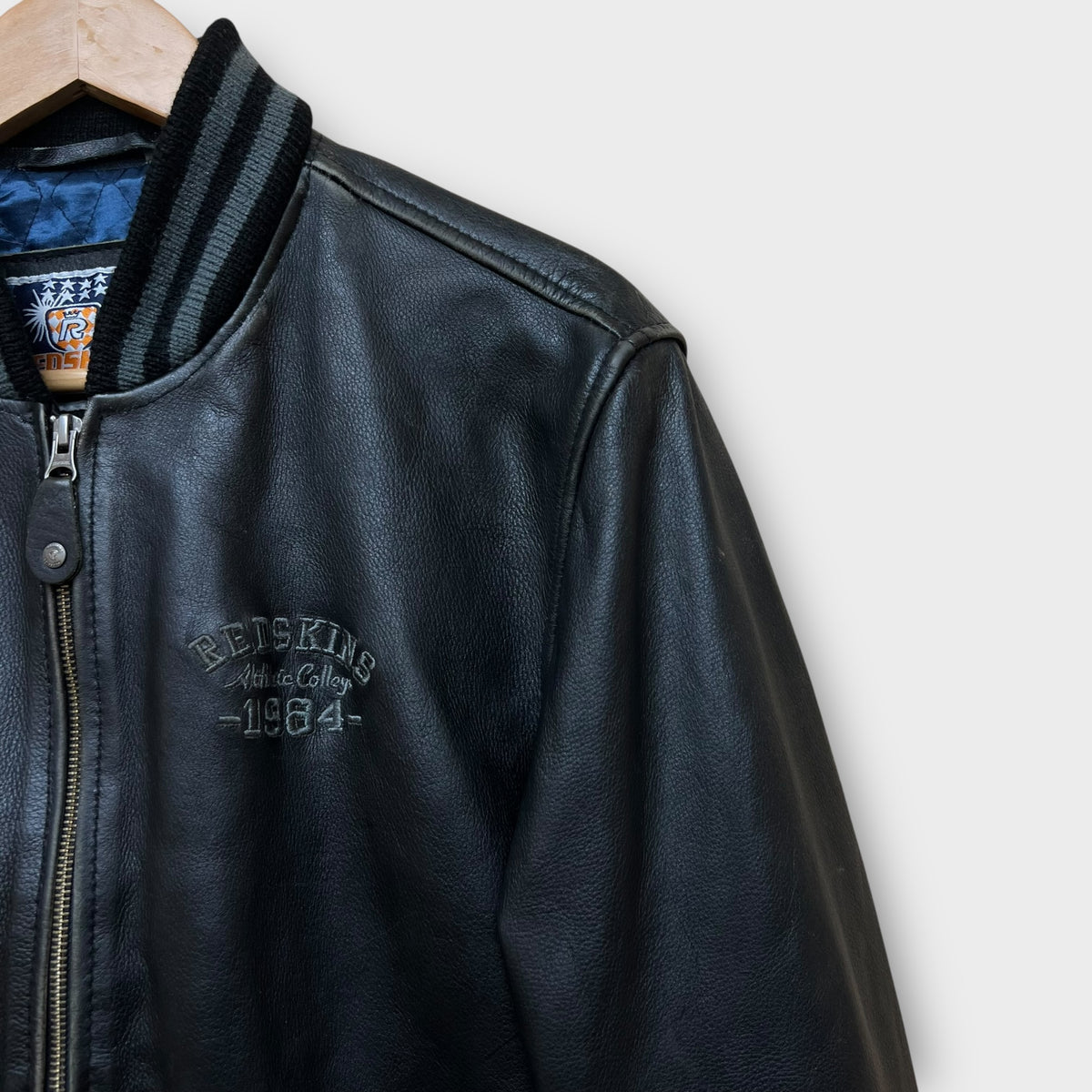 Bomber Redskins en cuir noir - L