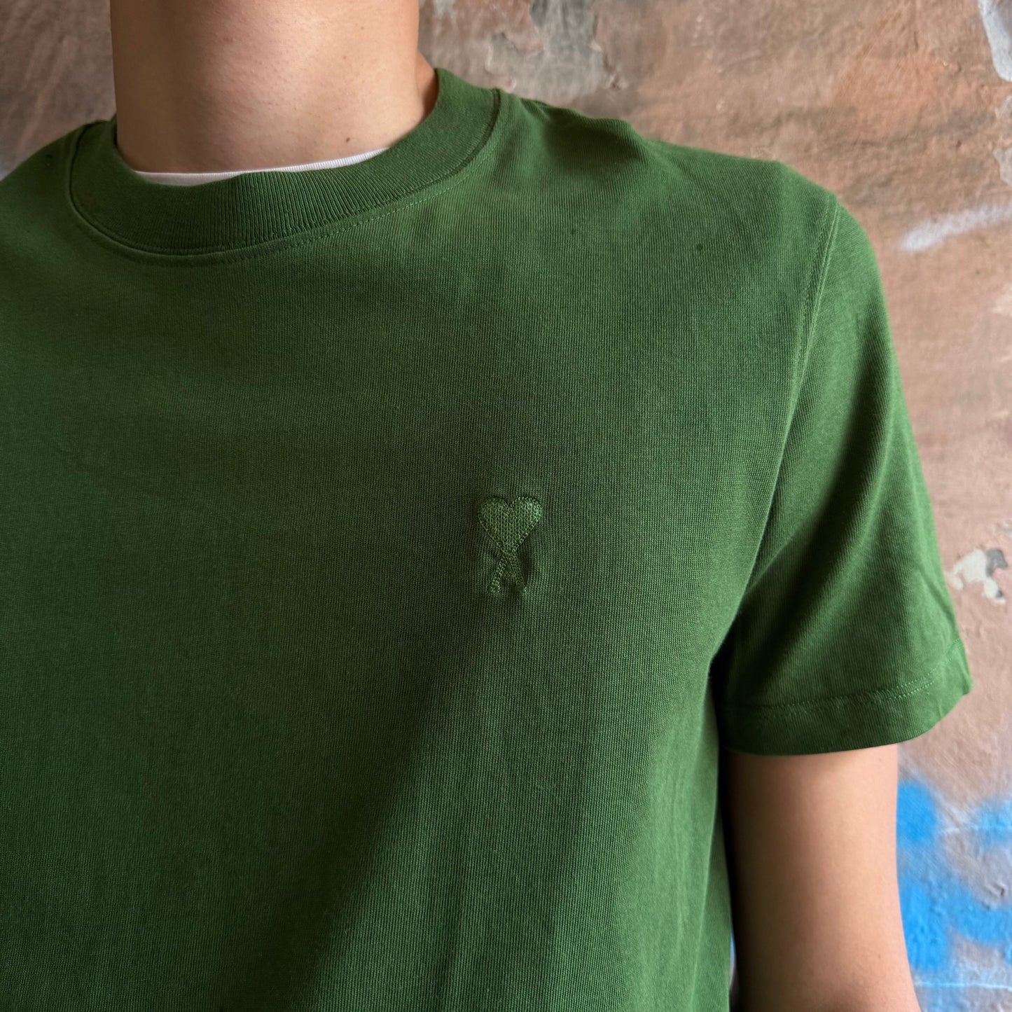 T-shirt Ami Paris vert brodé - L