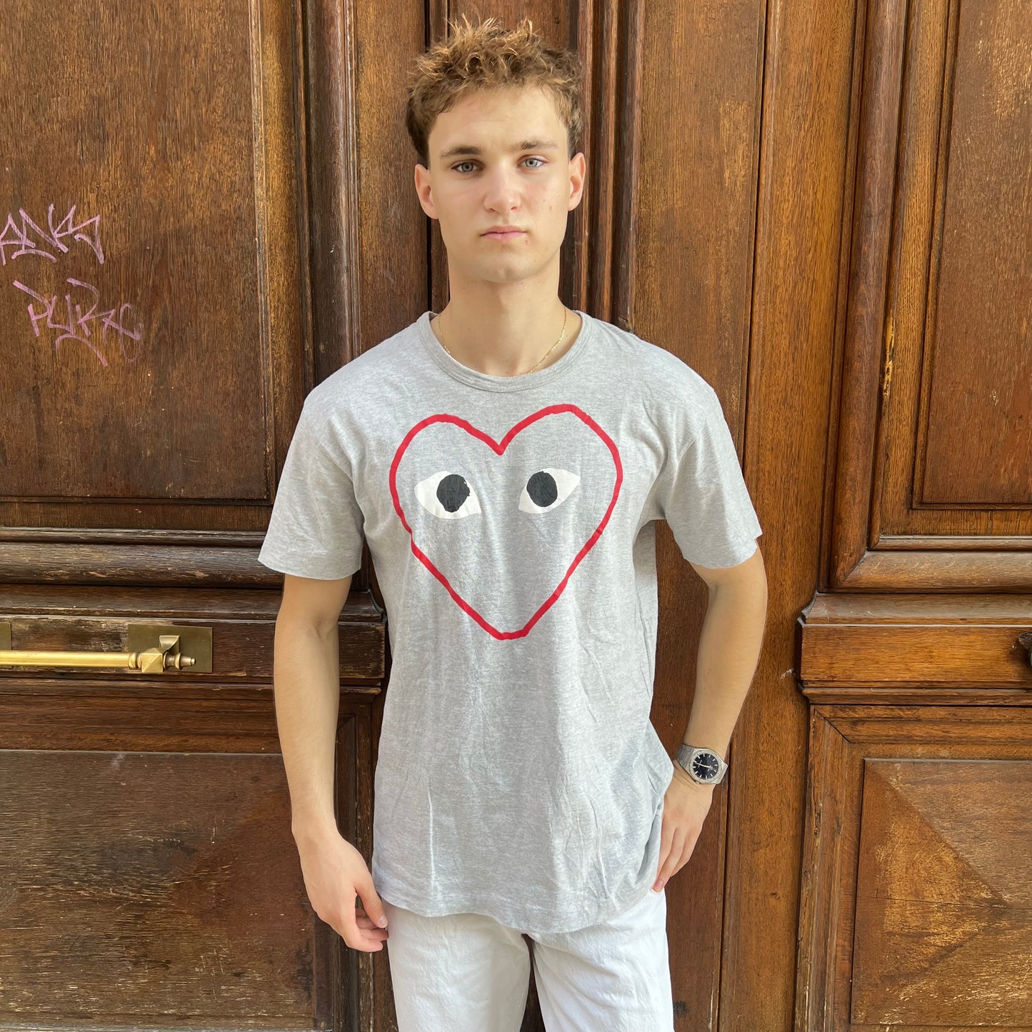 T-shirt Comme Des Garçons Gris Big Coeur - XL