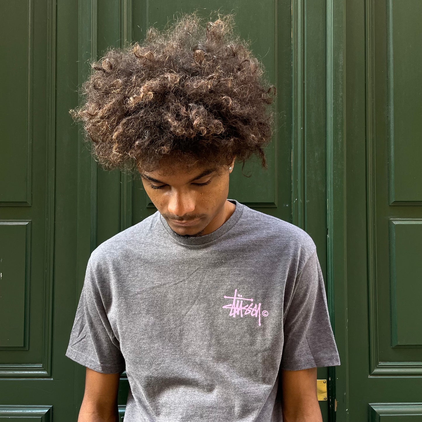 Classic T-shirt Stussy  Gris / Rose - L