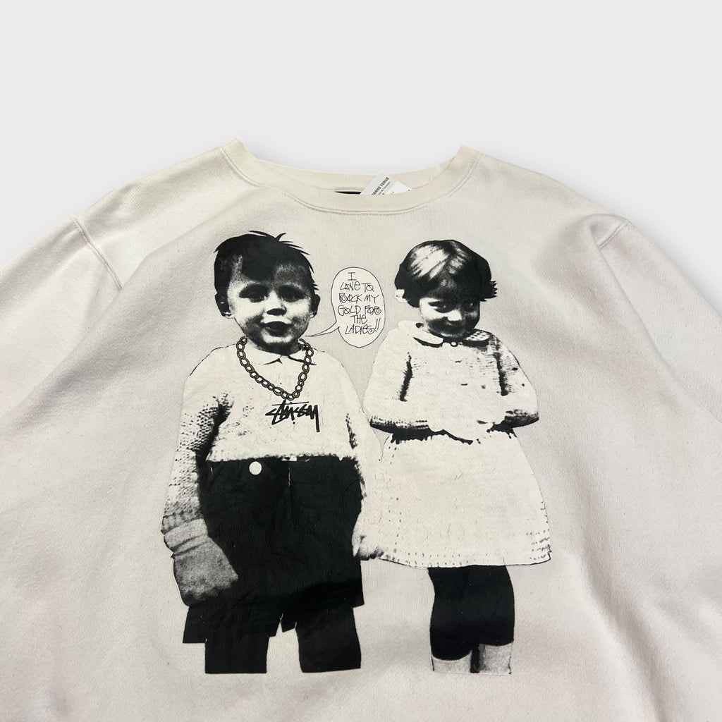 Sweat Stussy Blanc "Love Rock" - L