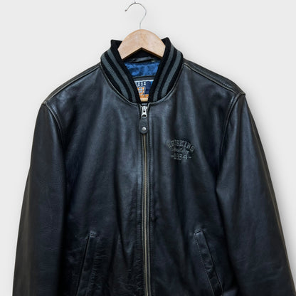 Bomber Redskins en cuir noir - L