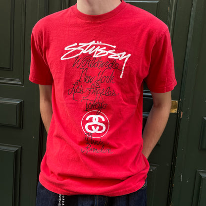 Stussy Worldwide red t-shirt - M