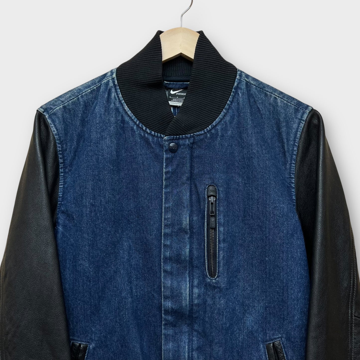 Nike NSW Selvedge Denim Leather Jacket - S