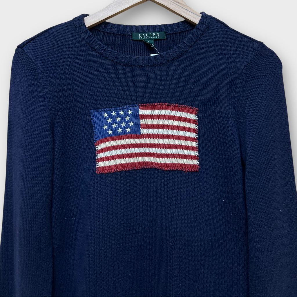 Pull Flag Ralph Lauren bleu - S Femme