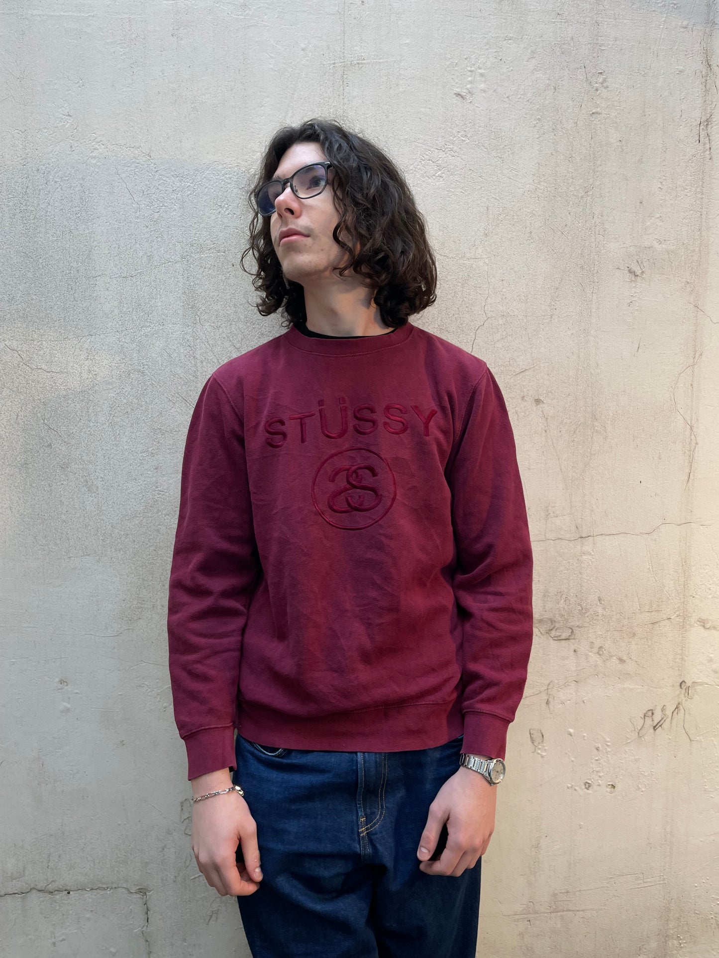 Sweat Stussy Bordeaux S Logo - L