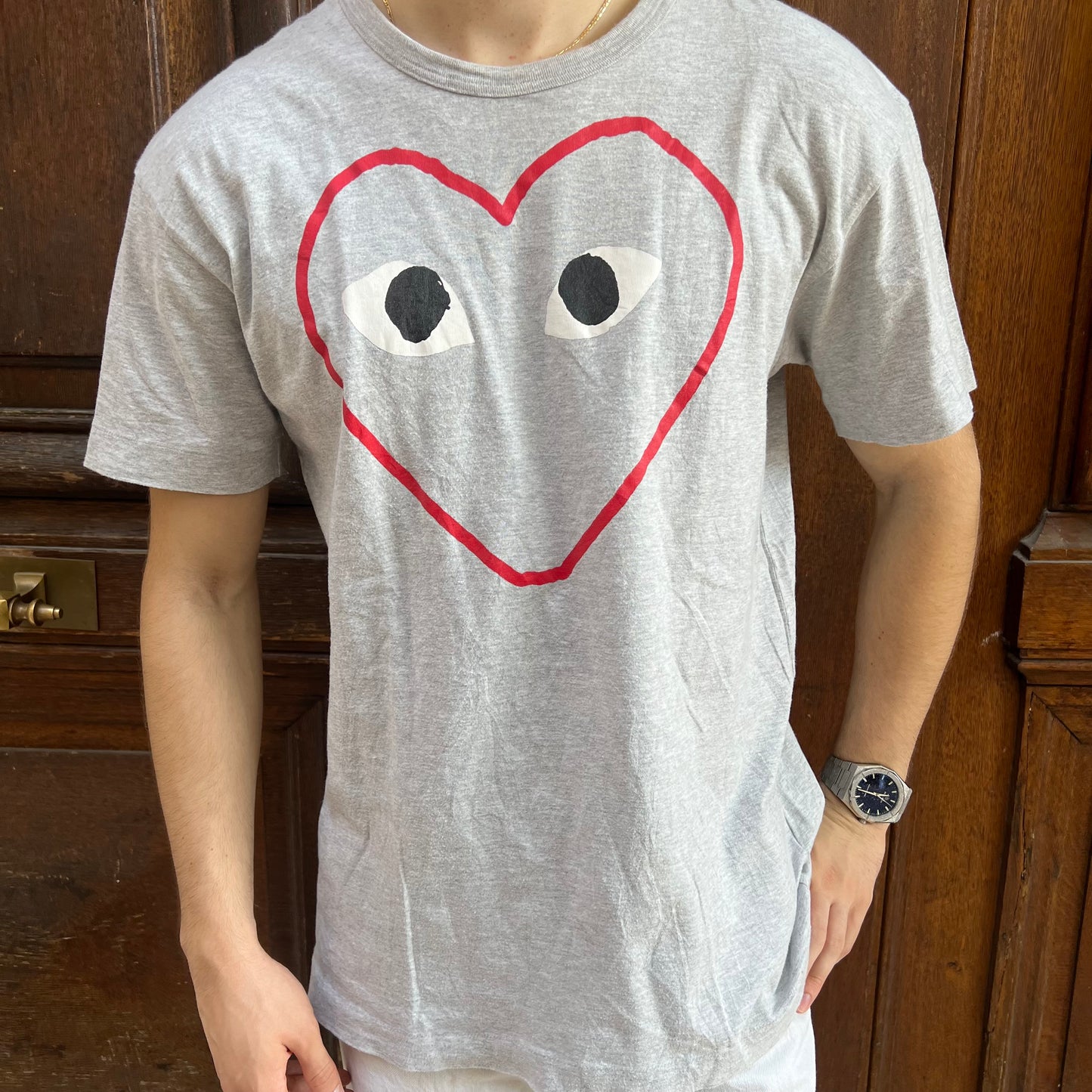 T-shirt Comme Des Garçons Gris Big Coeur - XL