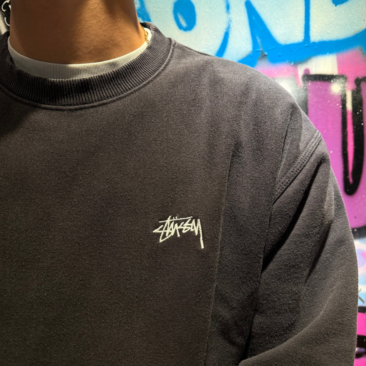 Sweat Stussy noir brodé - L