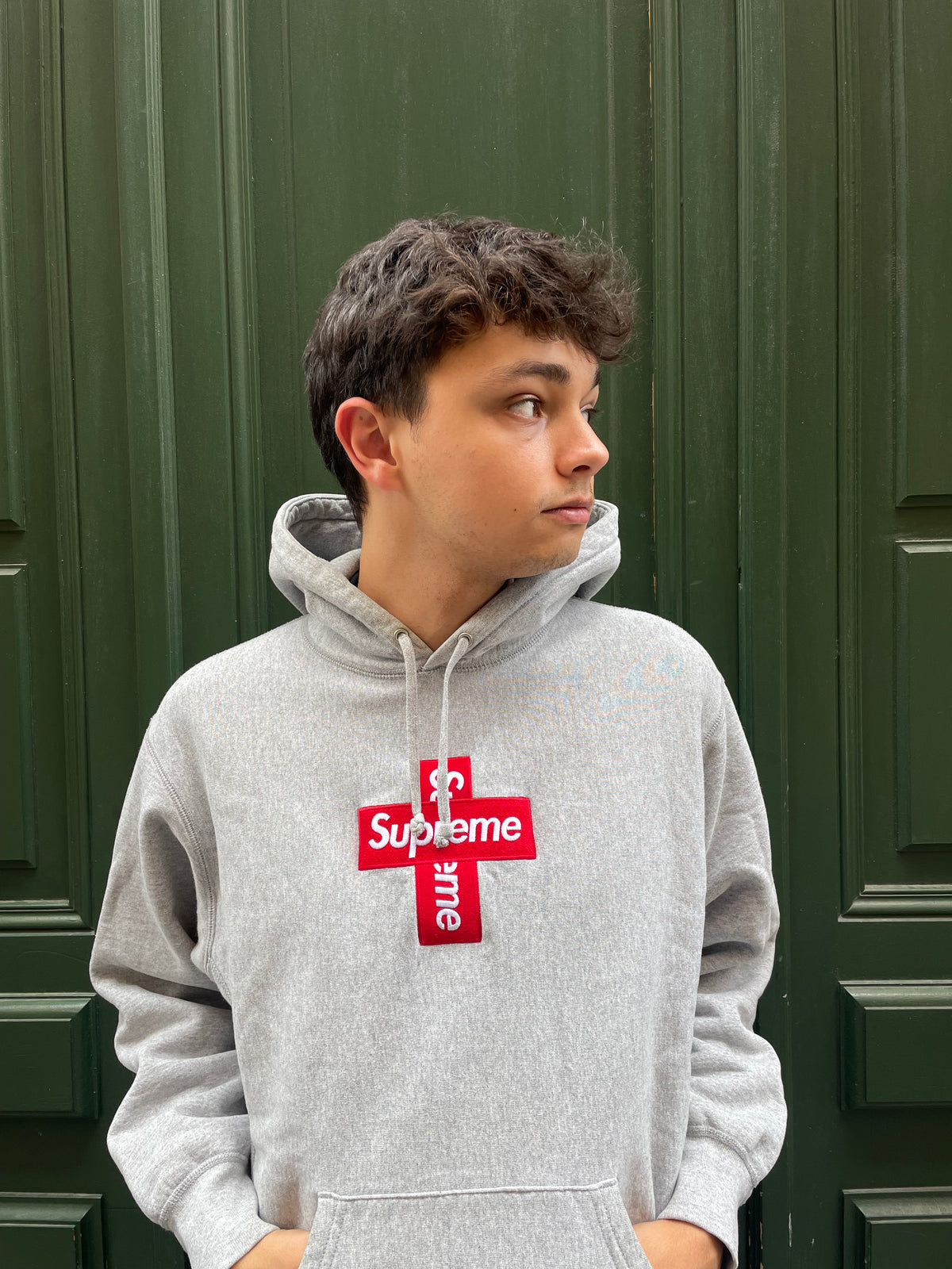 Hoodie Cross Box Logo SS2020 Supreme Gris - M