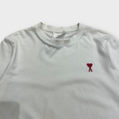 T-Shirt AMI Blanc Cœurs Rouge - S